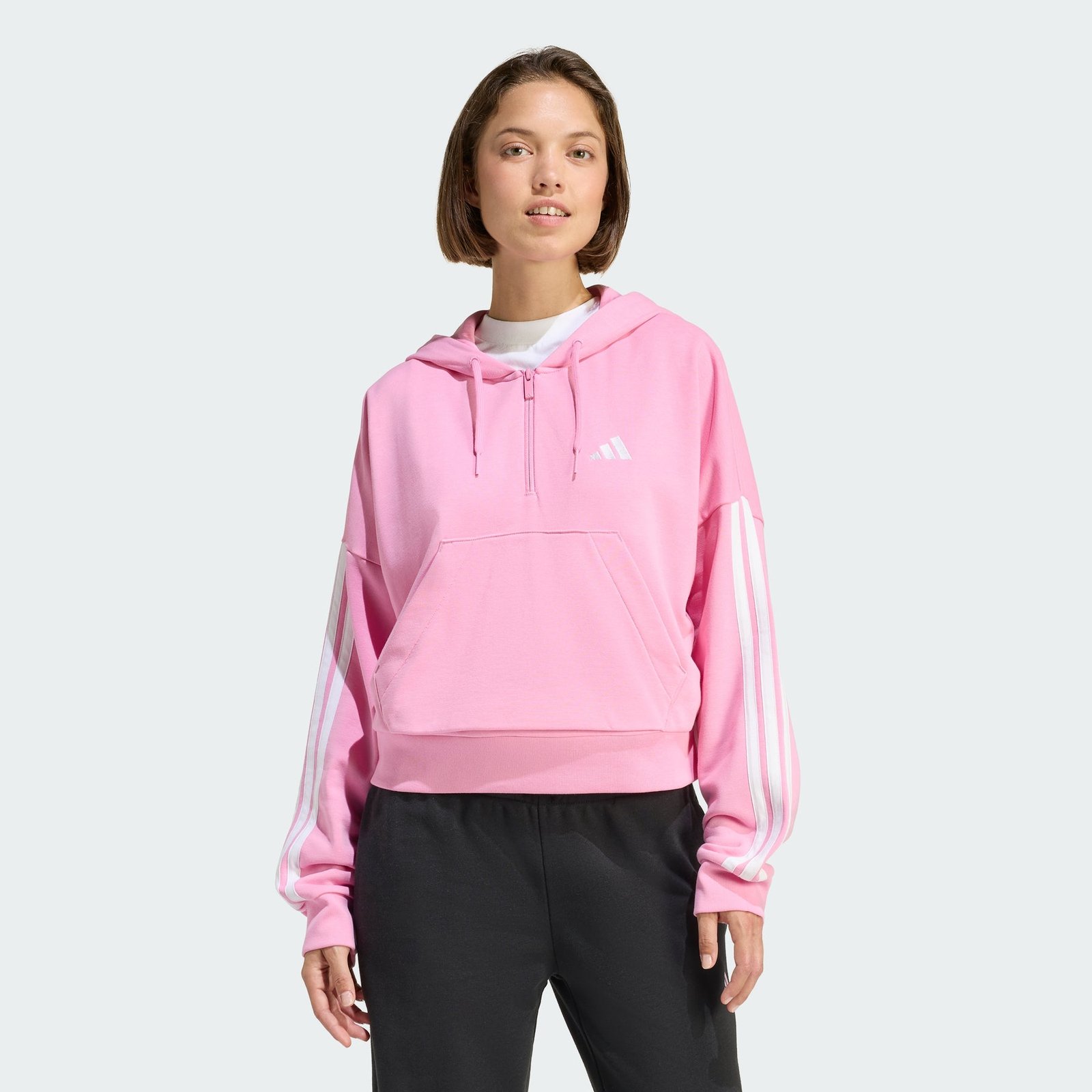 Women’s adidas Essentials 3-Stripes French Terry Quarter-Zip Hoodie