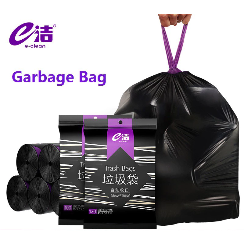 [4 SIZES] Drawstring Disposable Garbage Bag Strong Plastic Waste Basket Beg Plastik Sampah 垃圾袋 抽绳
